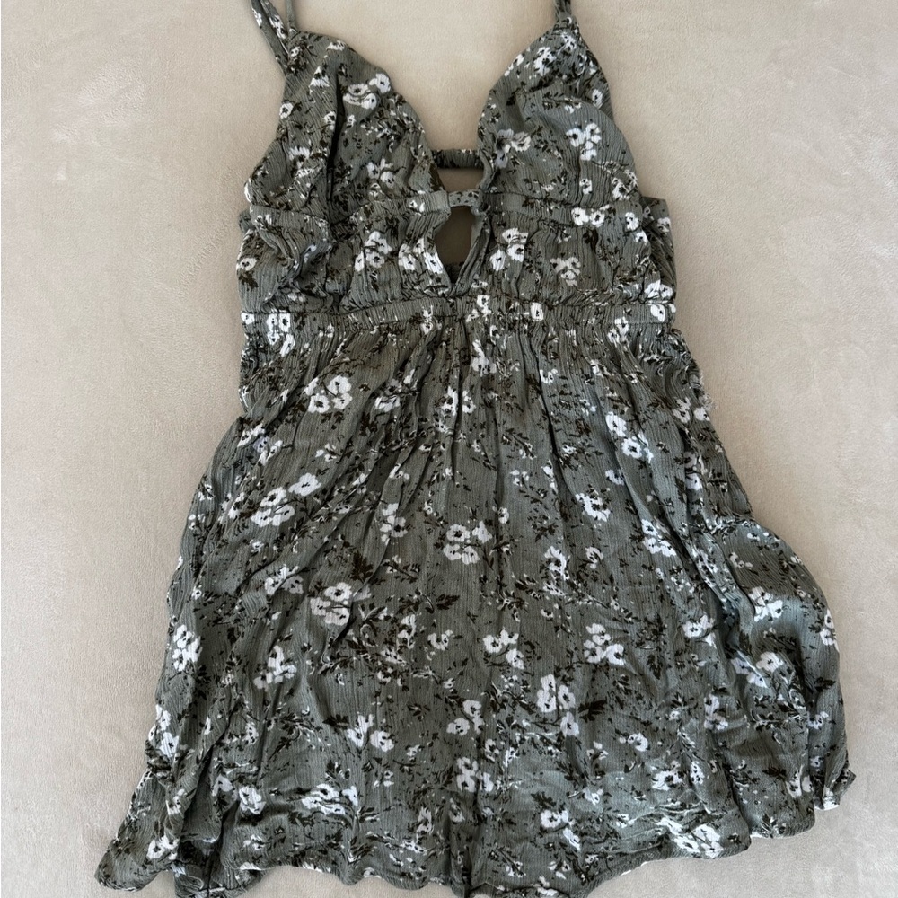 Garage Sage Green Floral Dress